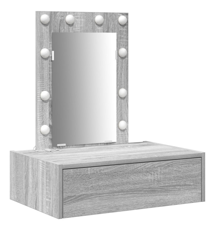 Table de Maquillage Mural avec Lumières LED Gris Sonoma | Mobilier & Déco