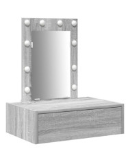 Table de Maquillage Mural avec Lumières LED Gris Sonoma | Mobilier & Déco