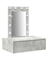 Table de Maquillage Murale avec Lumières LED Gris Béton | Mobilier & Déco