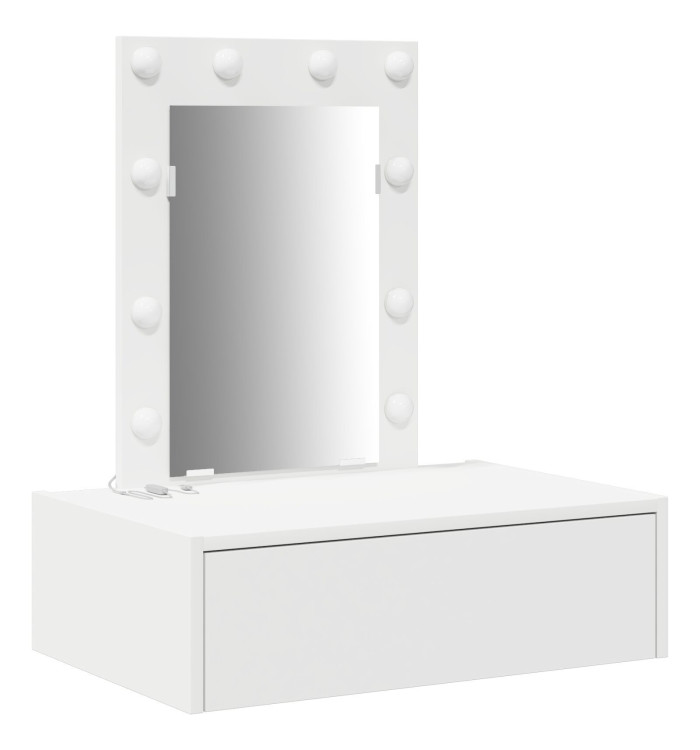 Table de Maquillage Murale avec Lumières LED - Blanc | Mobilier & Déco