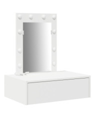 Table de Maquillage Murale avec Lumières LED - Blanc | Mobilier & Déco