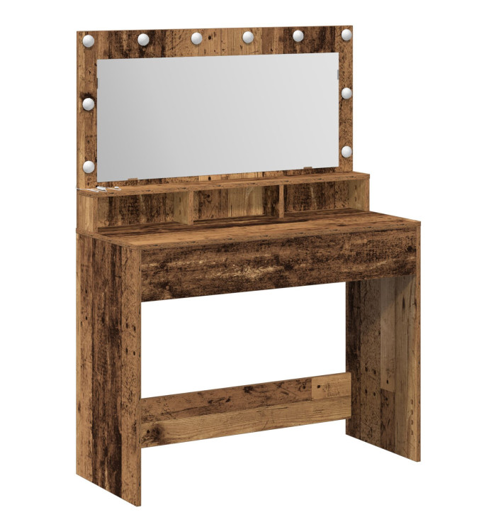 Table de Maquillage avec Lumières LED - Bois Vintage - 100x41x135 cm | Mobilier & Déco