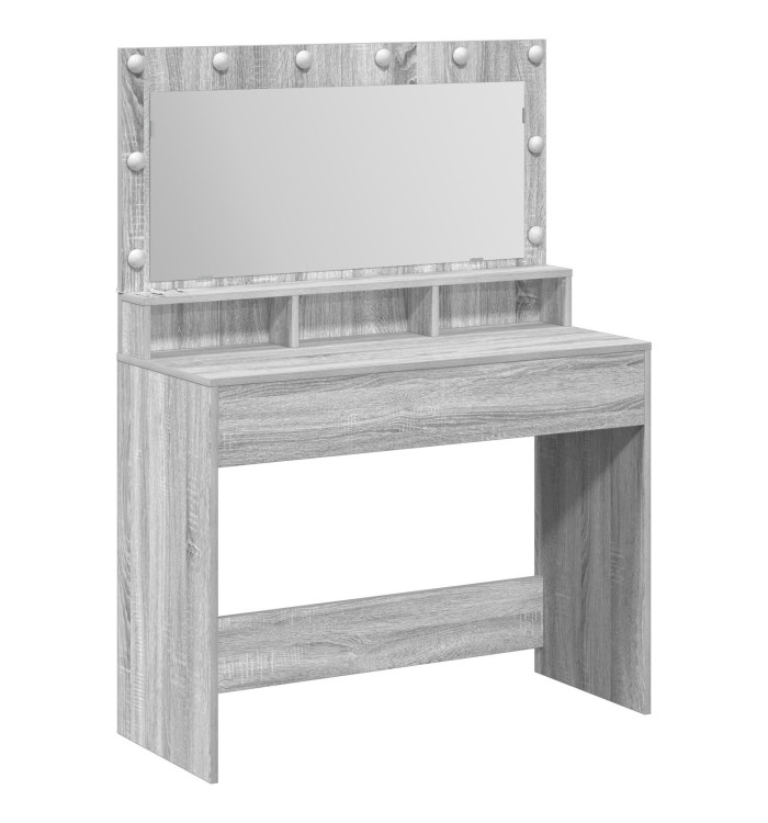 Coiffeuse avec des lumières LED, gris Sonoma, 100x41x135 cm | Mobilier & Déco