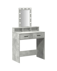 Coiffeuse avec lumières LED grise en béton 79x41x140 cm | Mobilier & Déco