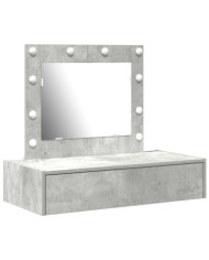 Table de Maquillage Murale avec Lumières LED Gris Béton | Mobilier & Déco