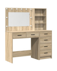 Ensemble de 2 Tables de Maquillage avec LED en Bois d'Ingénierie Chêne Sonoma | Mobilier & Déco