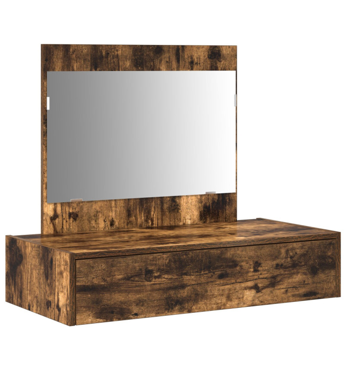 Table de maquillage murale en chêne fumé 83x40x70 cm | Mobilier & Déco