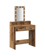 Table de Maquillage avec Éclairage LED - Style Bois Vintage, 79x41x140 cm | Mobilier & Déco