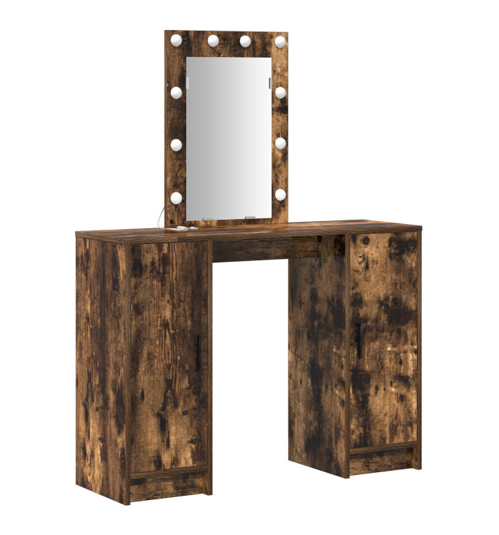 Coiffeuse avec Lumières LED Chêne Fumé 102x33x135 cm | Mobilier & Déco