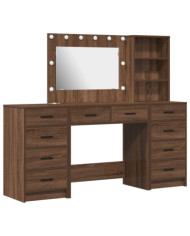 Set de coiffeuse 3 pièces avec LED en chêne noir en bois stratifié | Mobilier & Déco