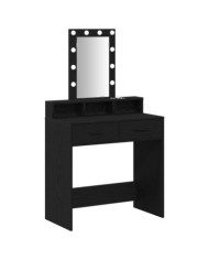 Table de maquillage avec des lumières LED en chêne noir 79x41x140 cm | Mobilier & Déco