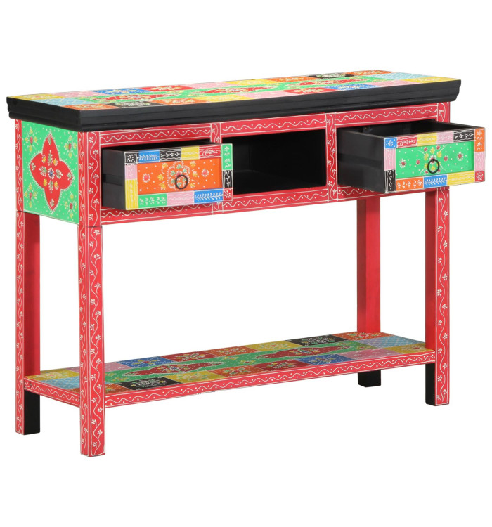 Table Console Multicolore 100x30x75 cm en Bois Massif de Mangue | Mobilier & Déco