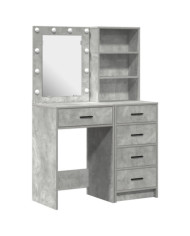 Set de coiffeuse 2 pièces avec LED en bois d'ingénierie gris béton | Mobilier & Déco