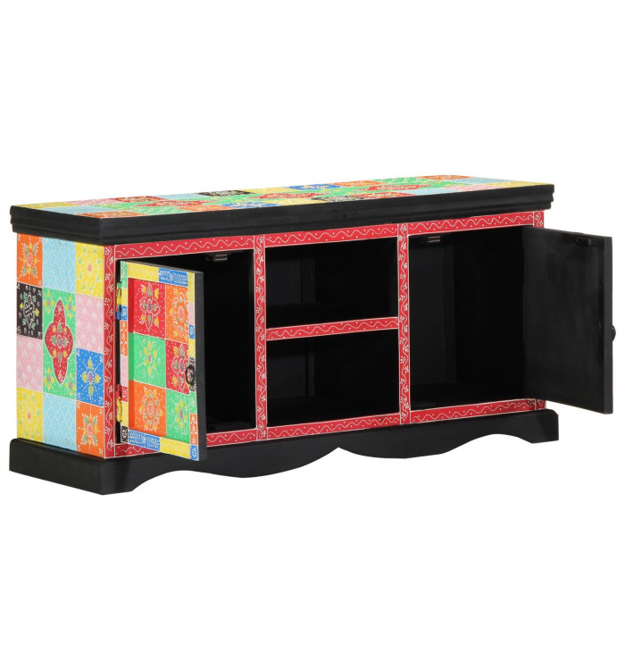 Meuble TV Multicolore 100x35x50 cm en bois de mangue massif | Mobilier & Déco
