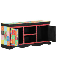 Meuble TV Multicolore 100x35x50 cm en bois de mangue massif | Mobilier & Déco