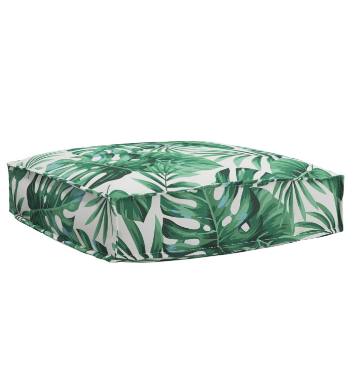 Coussin Pallet pour Siège Motif de Feuille 60x60x12 cm Tissu Oxford | Mobilier & Déco