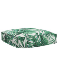 Coussin Pallet pour Siège Motif de Feuille 60x60x12 cm Tissu Oxford | Mobilier & Déco