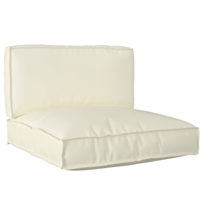 Ensemble de coussins de palette en 2 pièces crème en tissu Oxford | Mobilier & Déco