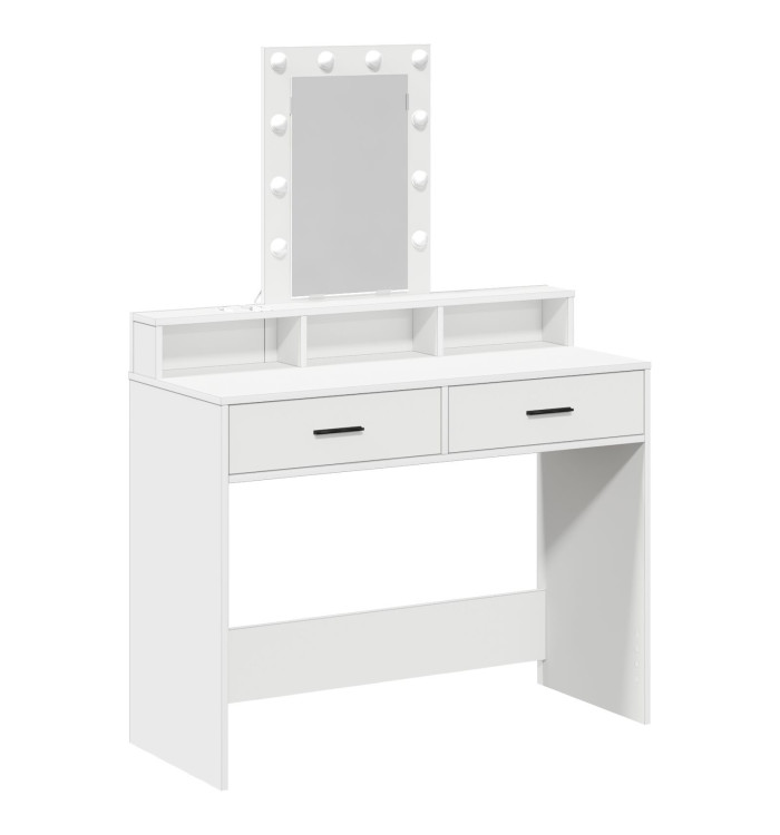Table de maquillage avec lumières LED Blanc 100x41x140 cm | Mobilier & Déco