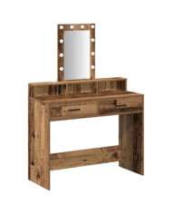 Coiffeuse avec des lumières LED, bois vintage 100x41x140 cm | Mobilier & Déco