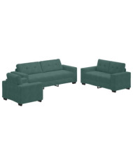 Ensemble de canapé 3 pièces avec coussins en velours vert foncé | Mobilier & Déco