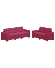 Ensemble de 2 canapés avec coussins en velours rouge vin | Mobilier & Déco
