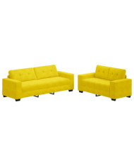 Ensemble de canapé 2 pièces avec coussins en velours jaune | Mobilier & Déco