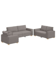 Ensemble de canapés 3 pièces avec coussins en tissu taupe | Mobilier & Déco