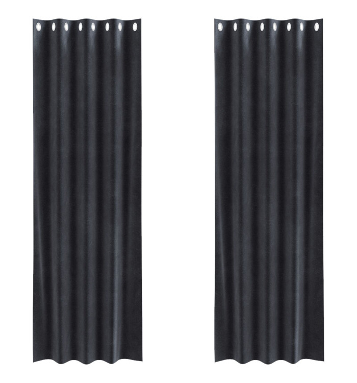 Rideaux occultants avec œillets 2 pcs Gris foncé Velours | Mobilier & Déco