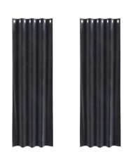 Rideaux occultants avec œillets 2 pcs Gris foncé Velours | Mobilier & Déco