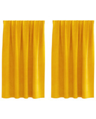 Rideaux occultants avec bande supérieure 2 pcs en velours jaune moutarde | Mobilier & Déco