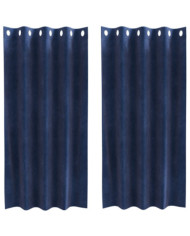 Rideaux occultants avec œillets 2 pcs Velours bleu foncé | Mobilier & Déco