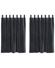 Rideaux occultants avec boucles de suspension 2 pcs en velours gris foncé | Mobilier & Déco