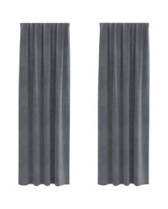 Rideaux occultants avec bande supérieure 2 pcs en velours gris clair super | Mobilier & Déco
