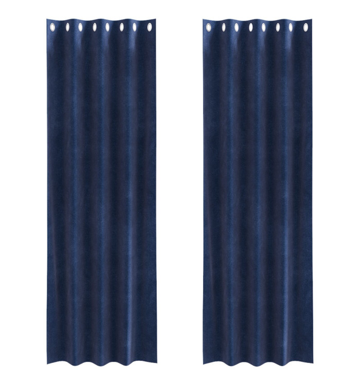 Rideaux occultants avec œillets 2 pcs Velours bleu nuit | Mobilier & Déco