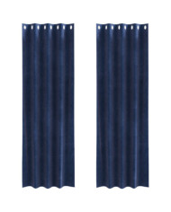 Rideaux occultants avec œillets 2 pcs Velours bleu nuit | Mobilier & Déco