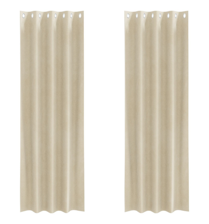 Rideaux occultants avec œillets 2 pcs en velours crème | Mobilier & Déco