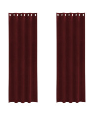 Rideaux opaques avec œillets 2 pcs Rouge vin Velours | Mobilier & Déco