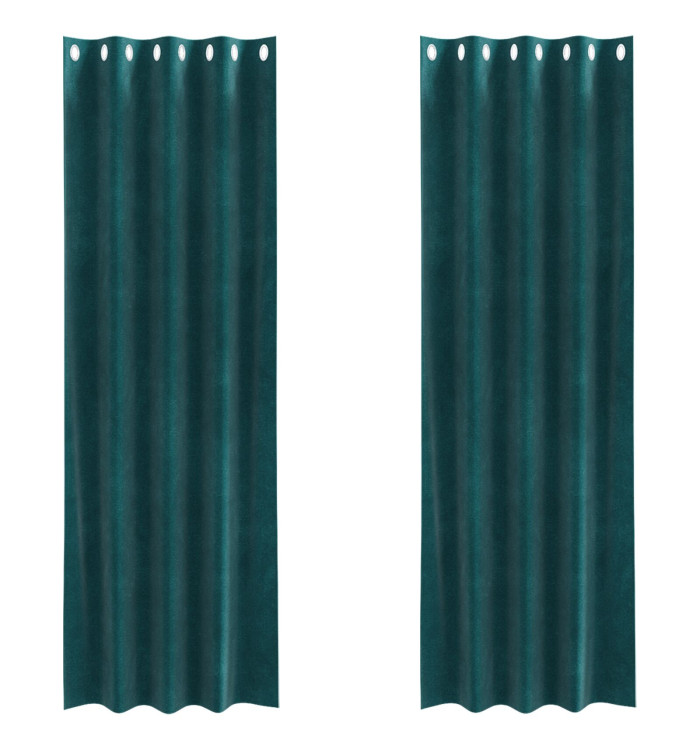 Rideaux occultants avec œillets, 2 pcs, Velours Vert Foncé | Mobilier & Déco