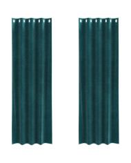 Rideaux occultants avec œillets, 2 pcs, Velours Vert Foncé | Mobilier & Déco