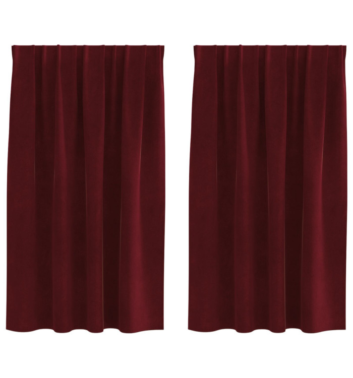 Rideaux opacifants avec bande de fixation 2 pcs Velours rouge vin | Mobilier & Déco