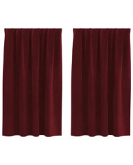Rideaux opacifants avec bande de fixation 2 pcs Velours rouge vin | Mobilier & Déco