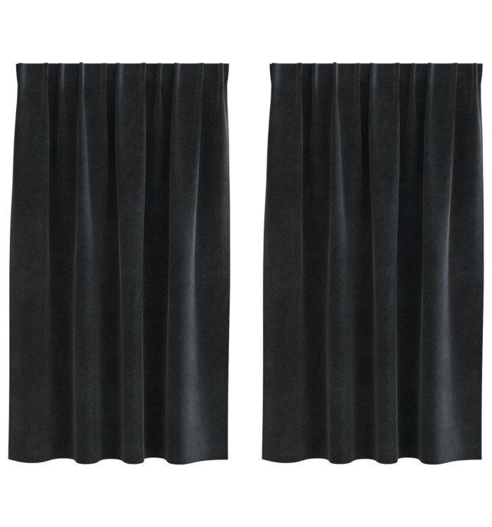 Rideaux occultants avec bande supérieure 2 pcs en velours noir | Mobilier & Déco