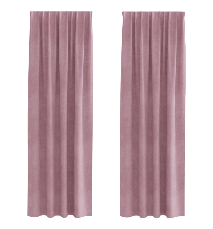 Rideaux occultants avec bande supérieure 2 pcs en velours rose foncé | Mobilier & Déco