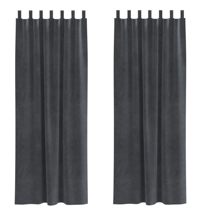 Rideaux opaques avec boucles de suspension 2 pcs en velours gris clair | Mobilier & Déco