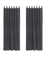 Rideaux opaques avec boucles de suspension 2 pcs en velours gris clair | Mobilier & Déco