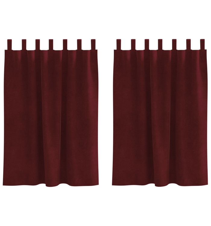 Rideaux occultants avec boucles de suspension 2 pcs Velours bordeaux | Mobilier & Déco