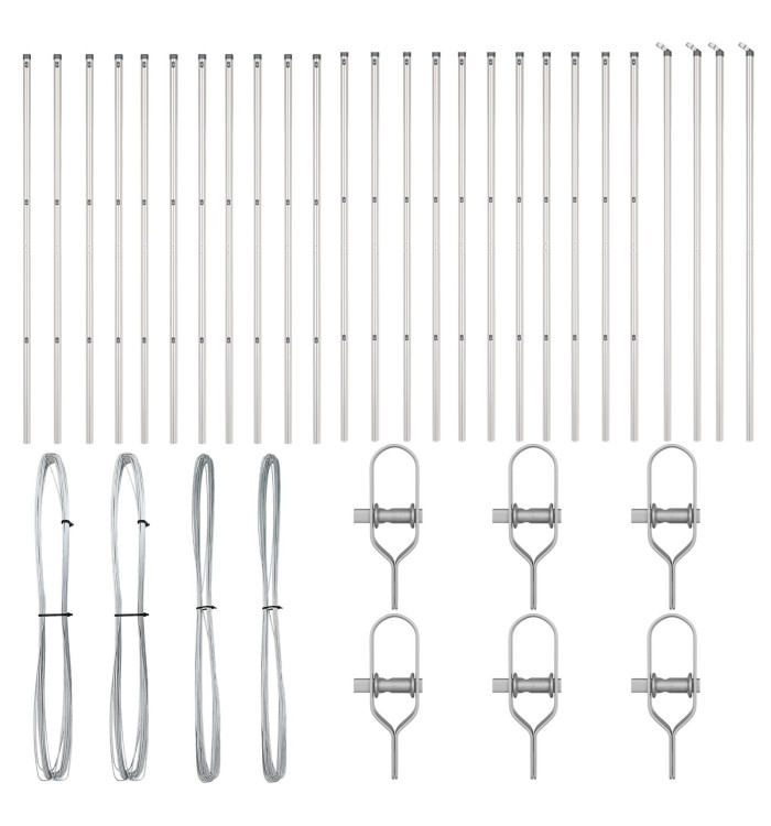 Poteaux de clôture 26 pcs Ø32 mm 210 cm Acier galvanisé | Mobilier & Déco