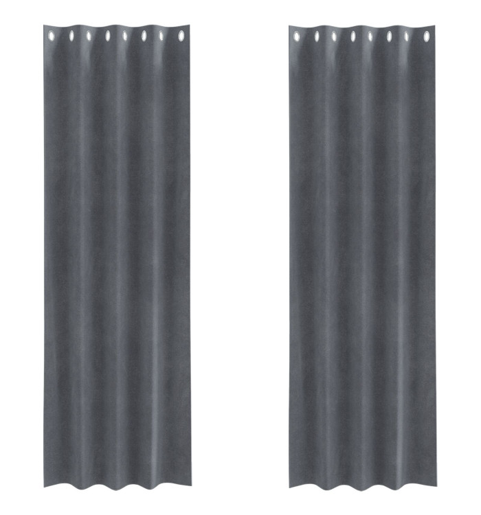 Rideaux occultants avec œillets 2 pièces en velours gris clair super léger | Mobilier & Déco