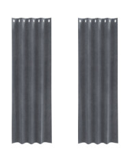 Rideaux occultants avec œillets 2 pièces en velours gris clair super léger | Mobilier & Déco